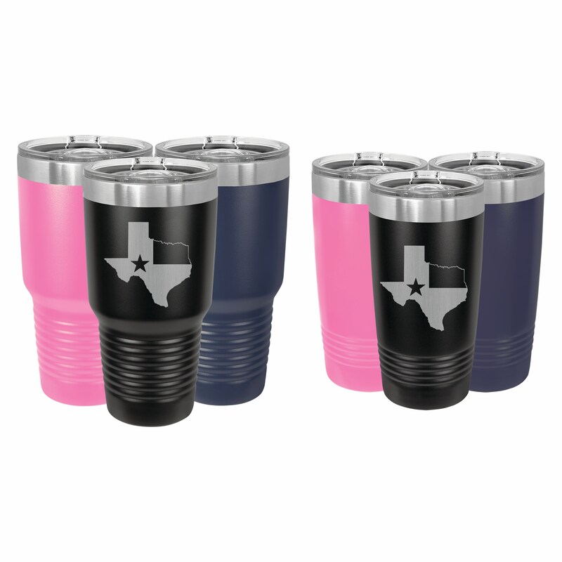 Texas Tumbler Engraved Stainless Steel Tumbler with Lid 20 oz or 30 ounce (TMB-071) Office Gifts Birthday Christmas Present